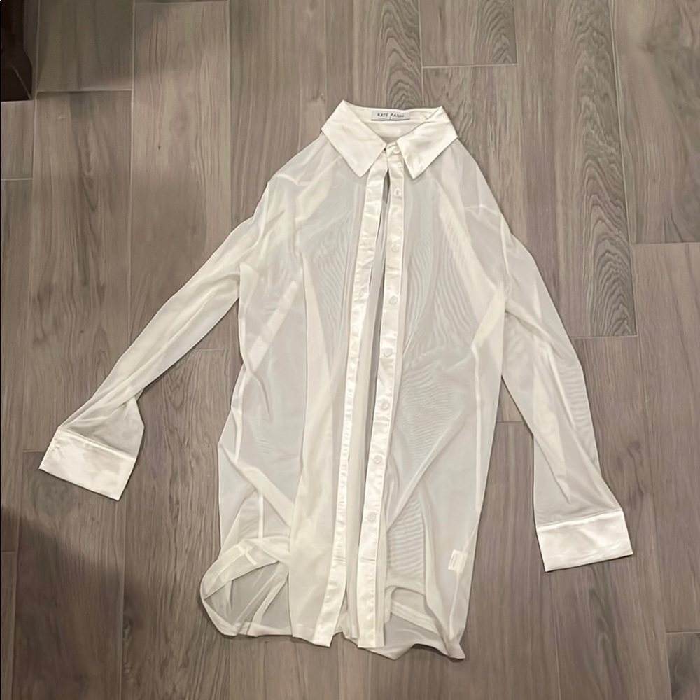Kate Kasin Women’s White Button Up Long Sleeve Top Size: S